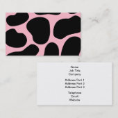ピンクおよび黒の牛パターン 名刺 (正面/裏面)