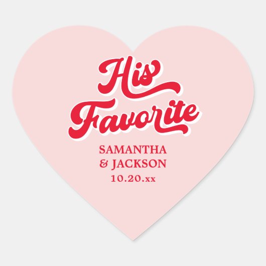 ピンクお気に入りのと赤の結婚式の引き出物 ハートシール (正面)