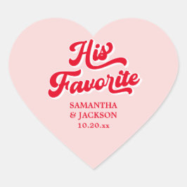 ピンクお気に入りのと赤の結婚式の引き出物 ハートシール