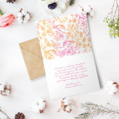 ピンクお洒落がかったオレンジ色の花手描き サンキューカード