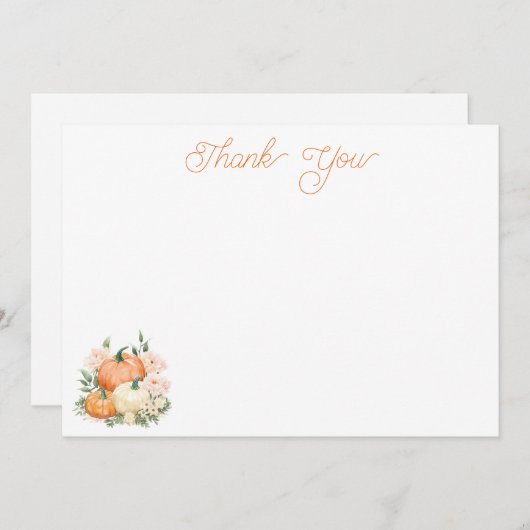 ピンクお洒落とオレンジのカボチャ サンキューカード (正面/裏面)