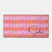 ピンクお洒落とオレンジのフローラデザイン デスクマット (正面)