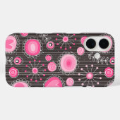 ピンクお洒落とグレーのハートと花のフローラ Case-Mate iPhoneケース (裏面 (横))