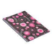 ピンクお洒落とブルーのハートと花フローラ ノートブック (右側)