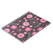 ピンクお洒落とブルーのハートと花フローラ ノートブック (左側)