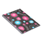 ピンクお洒落とブルーのハートと花フローラ ノートブック (右側)