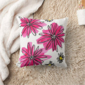 ピンクお洒落と白の花 クッション (ブランケット)