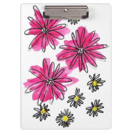 ピンクお洒落と白の花 クリップボード