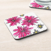 ピンクお洒落と白の花 コースター (左側)