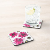 ピンクお洒落と白の花 コースター (右側)