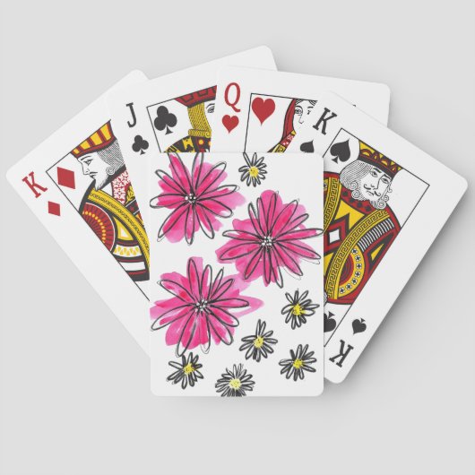 ピンクお洒落と白の花 トランプ (裏面)