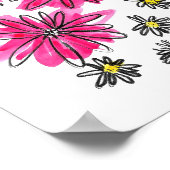 ピンクお洒落と白の花 ポスター (角)