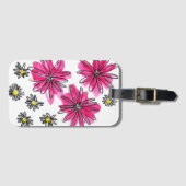 ピンクお洒落と白の花 ラゲッジタグ (正面横)