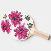 ピンクお洒落と白の花 卓球ラケット (横)