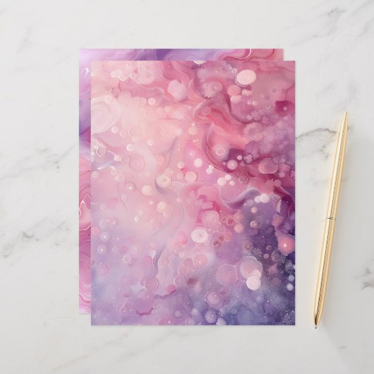 ピンクお洒落と紫の背景スクラップブック紙 (正面/裏面インサイチュ)