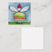 ピンクお洒落と緑の水の色の妖精 ノートカード (正面/裏面)