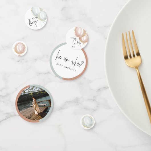 ピンクお洒落と青のバルーン性別の表示 コンフェッティ (グループ)