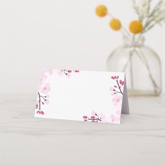 ピンクお洒落のさくらんぼがカスタムウェディング プレイスカード (正面)