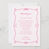 ピンクお洒落のウェディングレセプションテーブルサンキュー サンキューカード (正面)