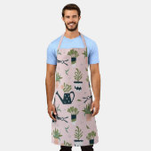 ピンクお洒落のガーデニング印刷パターン エプロン (着用した状態)