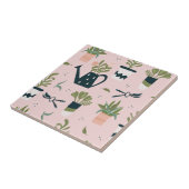 ピンクお洒落のガーデニング印刷パターン タイル (側面)