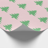 ピンクお洒落のクリスマスに緑のクリスマスツリー ラッピングペーパー (角)