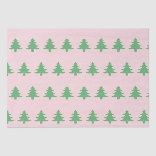 ピンクお洒落のクリスマスに緑のクリスマスツリー 薄葉紙 (正面)