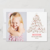 ピンクお洒落のクリスマスツリー写真 シーズンカード (正面)