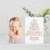 ピンクお洒落のクリスマスツリー写真 シーズンカード (スタンド正面)