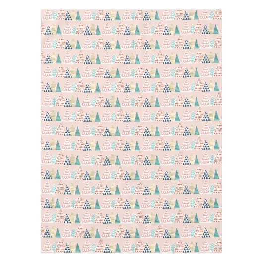 ピンクお洒落のクリスマスツリー テーブルクロス (正面)