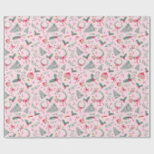 ピンクお洒落のクリスマス ラッピングペーパー (フラット)