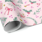 ピンクお洒落のクリスマス ラッピングペーパー (ロールコーナー)