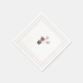 ピンクお洒落のテディベア スタンダードカクテルナプキン (角)