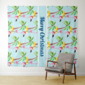 ピンクお洒落のフラミンゴ熱帯クリスマス タペストリー (インサイチュ(横))