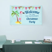 ピンクお洒落のフラミンゴ熱帯クリスマス 横断幕 (トレードショー)