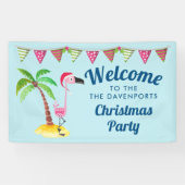 ピンクお洒落のフラミンゴ熱帯クリスマス 横断幕 (横)