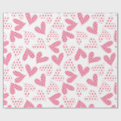 ピンクお洒落のフローラハートパターン ラッピングペーパー (フラット)