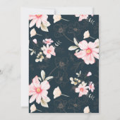 ピンクお洒落のフローラ結婚写真の青 招待状 (裏面)