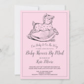 ピンクお洒落のベビーガール赤ちゃんシャワー 招待状 (正面)