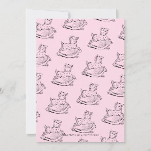 ピンクお洒落のベビーガール赤ちゃんシャワー 招待状 (裏面)