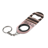 ピンクお洒落のボスストライプのレディ キーホルダー栓抜き (正面アングル)
