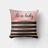 ピンクお洒落のボスストライプのレディ クッション (正面)