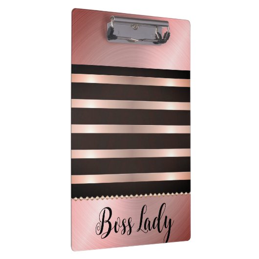ピンクお洒落のボスストライプのレディ クリップボード (右)