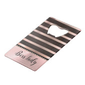 ピンクお洒落のボスストライプのレディ クレジットカード栓抜き (正面アングル)