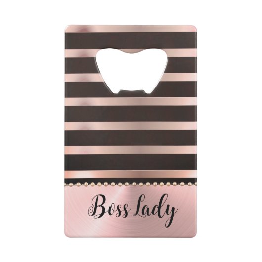 ピンクお洒落のボスストライプのレディ クレジットカード栓抜き (裏面)