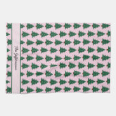 ピンクお洒落のリボンのクリスマスツリー キッチンタオル (横)