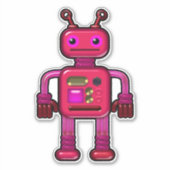 ピンクお洒落のロボットかわいい シール (正面)