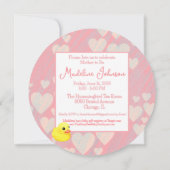 ピンクお洒落のヴィンテージ傘の丸い赤ちゃんシャワー 招待状 (裏面)