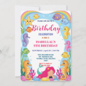 ピンクお洒落の人魚の虹の誕生日パーティー セーブザデート (正面)