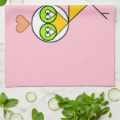 ピンクお洒落の可愛いハート キッチンタオル (折り畳み)